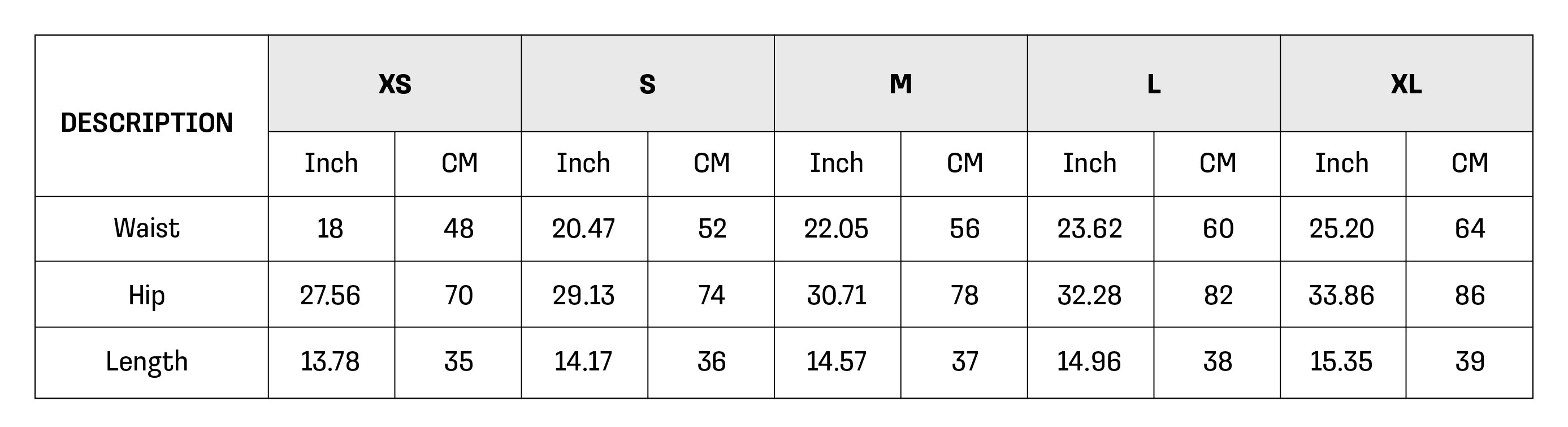 Size Chart