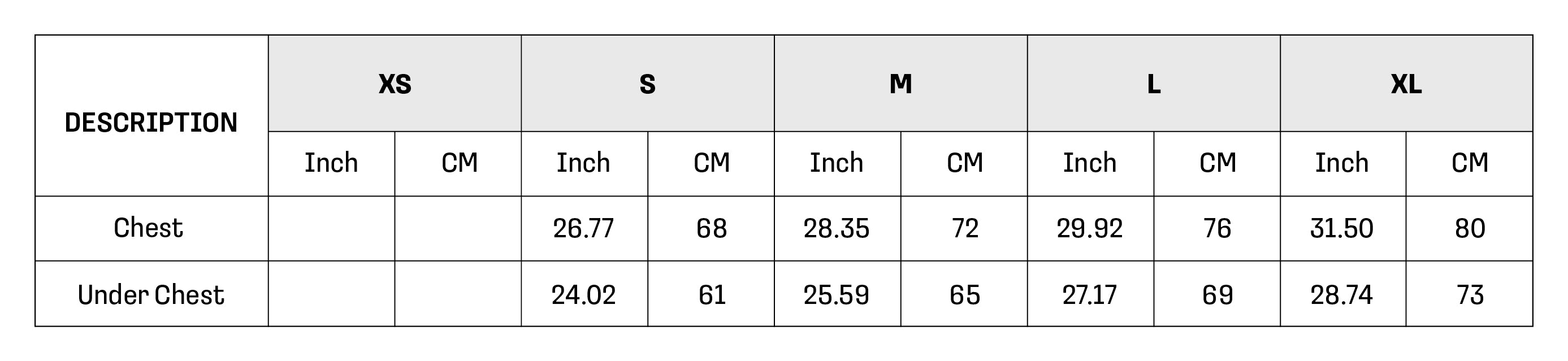Size Chart