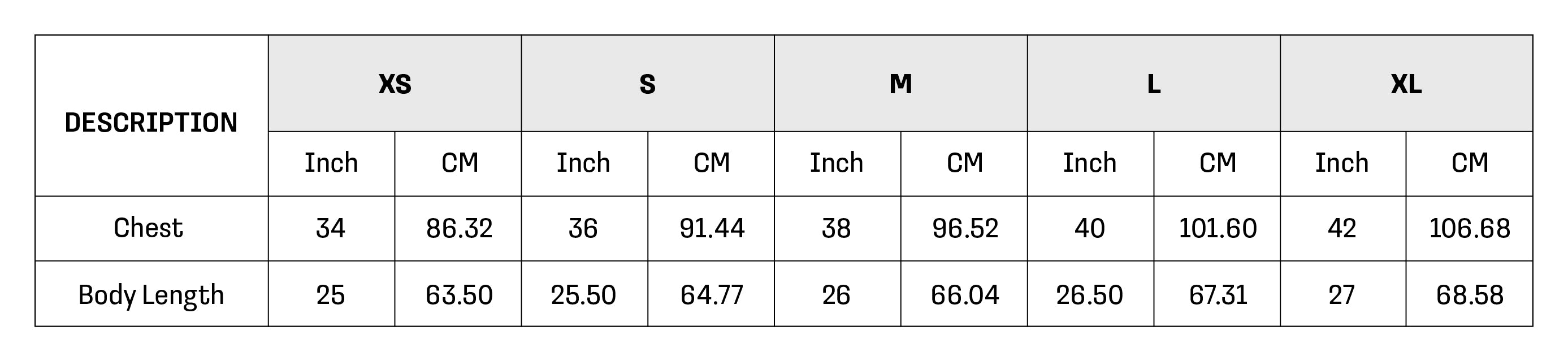 Size Chart