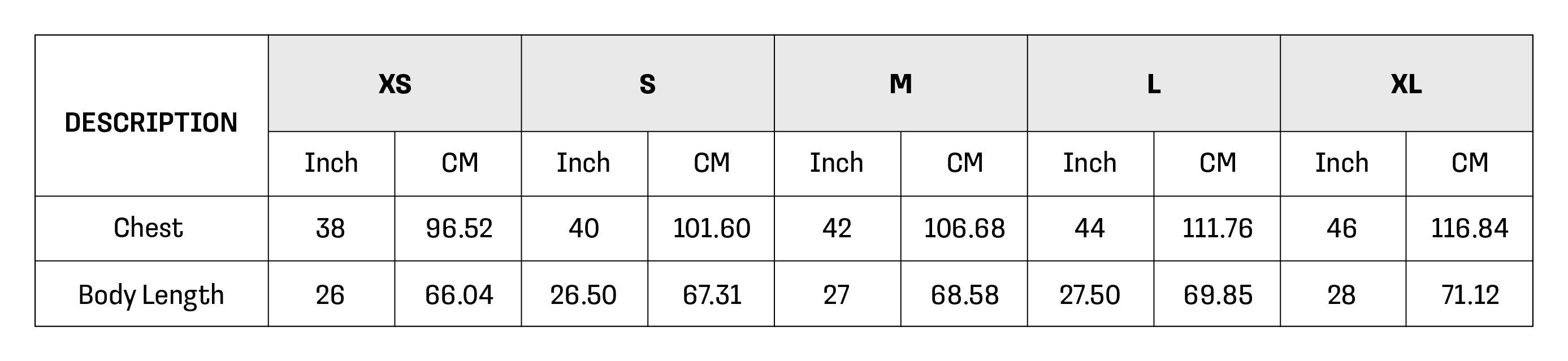Size Chart
